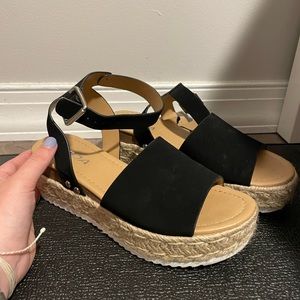 SODA Black Platform Sandals
